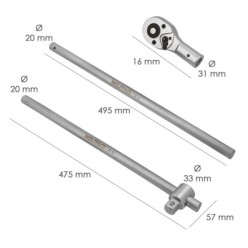 Juego Llaves De Vaso de Acero Cromo Vanadio con 21 Piezas 3/4" Plus  Con Maletin,