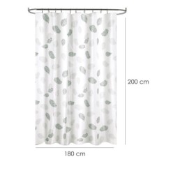 Cortina Ducha Tela Hojas 180 x 200 cm, Cortina baño, Cortina Tela Impermeable Con Anillas