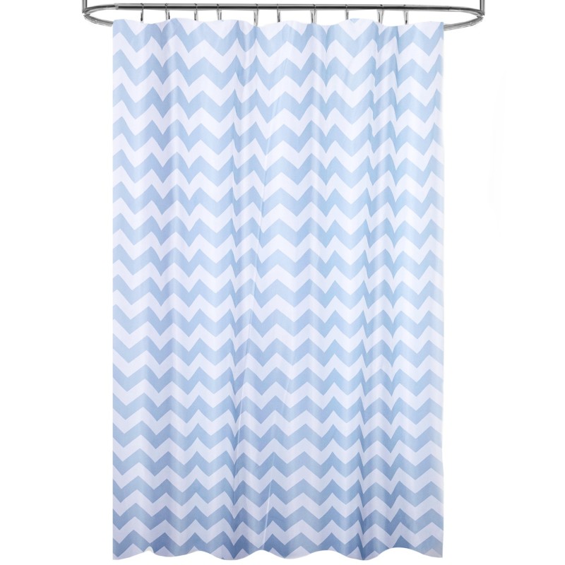 Cortina Ducha Tela Rayas Azul 180 x 200 cm, Cortina baño, Cortina Tela Impermeable Con Anillas