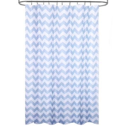 Cortina Ducha Tela Rayas Azul 180 x 200 cm, Cortina baño, Cortina Tela Impermeable Con Anillas