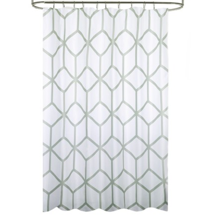 Cortina Ducha Tela Geometria 180 x 200 cm, Cortina baño, Cortina Tela Impermeable Con Anillas
