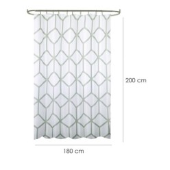 Cortina Ducha Tela Geometria 180 x 200 cm, Cortina baño, Cortina Tela Impermeable Con Anillas