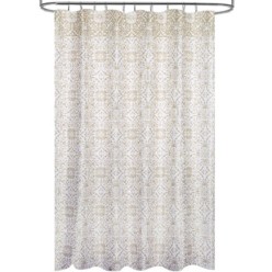 Cortina Ducha Tela Geometria Rosoni 180 x 200 cm, Cortina baño, Cortina Tela Impermeable Con Anillas