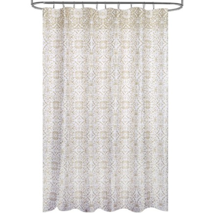 Cortina Ducha Tela Geometria Rosoni 180 x 200 cm, Cortina baño, Cortina Tela Impermeable Con Anillas