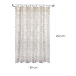 Cortina Ducha Tela Geometria Rosoni 180 x 200 cm, Cortina baño, Cortina Tela Impermeable Con Anillas