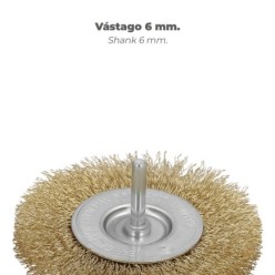 Cepillo Acero Latonado Para Taladro, Disco Ø 50 mm, Espiga 1/4" Cepillo Taladro Alambre Latón, Cepillo Limpieza, Cepillo Pulir,