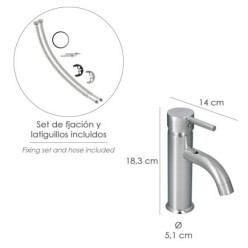 Monomando Lavabo "Dresde" Grifo Baño, Grifo Encimera, Grifo Cocina, Grifo Mezclador, Cartucho Ceramico Ø 35 mm,
