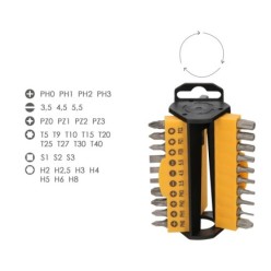 Juego De Puntas con Destornillador  1/4" 35 Piezas, Acero Cromo Vanadio, Kit Destorpuntas, Puntas Destornillador,