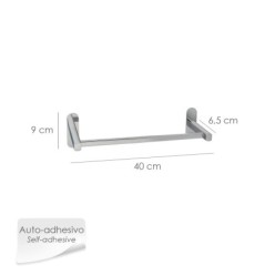 Toallero Barra 40 cm, Color Inox Con Efecto Espejo, Autoadhesivo Resistente, Porta Toallas, Toallero Adhesivo Pared/Mueble