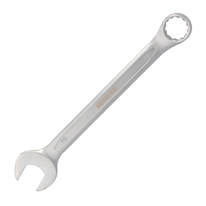 Llave Combinada Plus 19x19 Acero Cromo Vanadio DIN 3113, Llave Doble Boca, Llave Fija, Llave Estrella