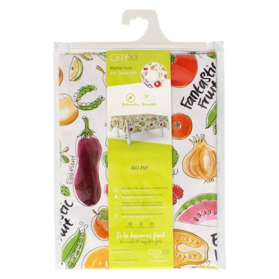 Mantel Hule Rectangular Frutas Fantasia Impermeable Antimanchas PVC 140x250 cm,  Recortable Uso Interior y Exterior al por Mayor