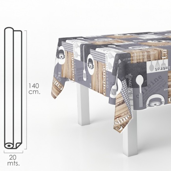 Mantel Hule Rectangular Cuisin, Impermeable Antimanchas PVC 140 cm, x 20 metros, Rollo Recortable, Interior y Exterior al por Ma