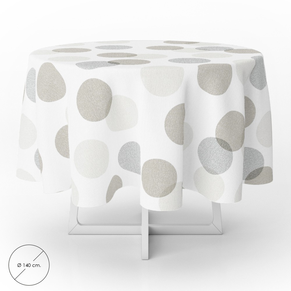 Mantel Hule Redondo Circulos Beige Impermeable Antimanchas PVC Ø 140 cm, Uso Interior y Exterior al por Mayor | Almacén de Ferre