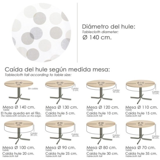 Mantel Hule Redondo Circulos Beige Impermeable Antimanchas PVC Ø 140 cm, Uso Interior y Exterior al por Mayor | Almacén de Ferre