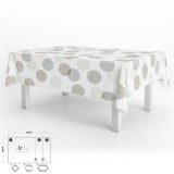 Mantel Hule Rectangular Circulos Beige Impermeable Antimanchas PVC 140x250 cm,  Recortable Uso Interior y Exterior al por Mayor 