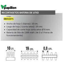 Recortasetos Papillon Bateria Litio 100 mm,