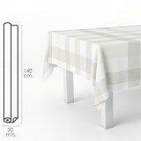 Mantel Hule Rectangular Cuadros Beis, Impermeable Antimanchas PVC 140 cm, x 20 metros, Rollo Recortable, Interior y Exterior al 