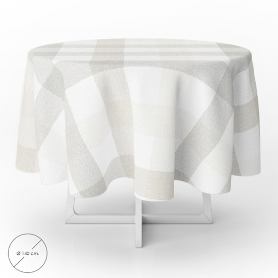 Mantel Hule Redondo Cuadros Beige Impermeable Antimanchas PVC Ø 140 cm, Uso Interior y Exterior al por Mayor | Almacén de Ferret