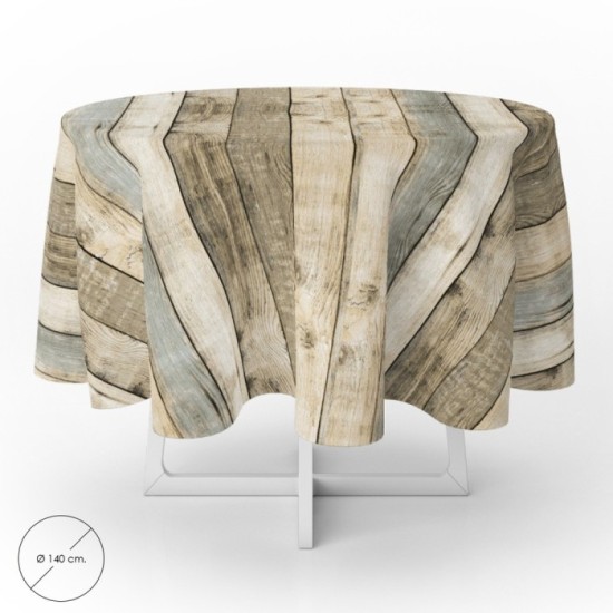 Mantel Hule Redondo Tablones Madera Impermeable Antimanchas PVC Ø 140 cm, Uso Interior y Exterior al por Mayor | Almacén de Ferr
