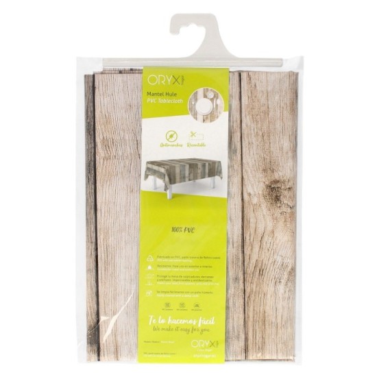 Mantel Hule Rectangular Tablones Madera Impermeable Antimanchas PVC 140 x 250 cm,  Recortable Uso Interior y Exterior al por May