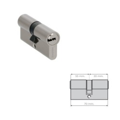 Cilindro Seguridad 35x35 mm, Leva Larga Niquelado Con 5 llaves