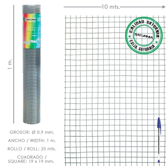 Malla Electrosoldada Ligera Galvanizada 19x19 Alto 100 cm, Rollo 10 Metros Uso Domestico al por Mayor | Almacén de Ferretería