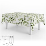Mantel Hule Rectangular Hojas Verdes Impermeable Antimanchas PVC 140x250 cm,  Recortable Uso Interior y Exterior al por Mayor | 