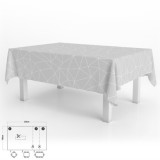 Mantel Hule Rectangular Geométrico Gris Impermeable Antimanchas PVC 140x250 cm,  Recortable Uso Interior y Exterior al por Mayor