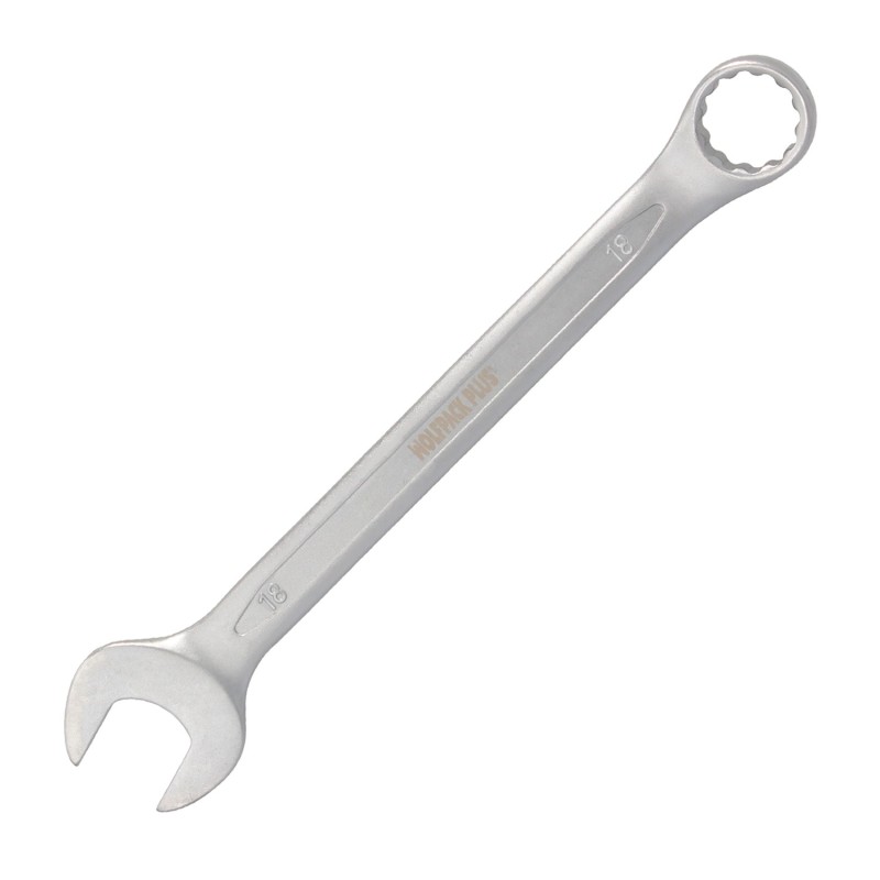 Llave Combinada Plus 18x18 Acero Cromo Vanadio DIN 3113, Llave Doble Boca, Llave Fija, Llave Estrella