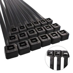 Brida Nylon 100%, Color Negro 3,6 x 370 mm, Bolsa 100 unidades, Abrazadera Plastico, Organizador Cables, Alta Resistencia