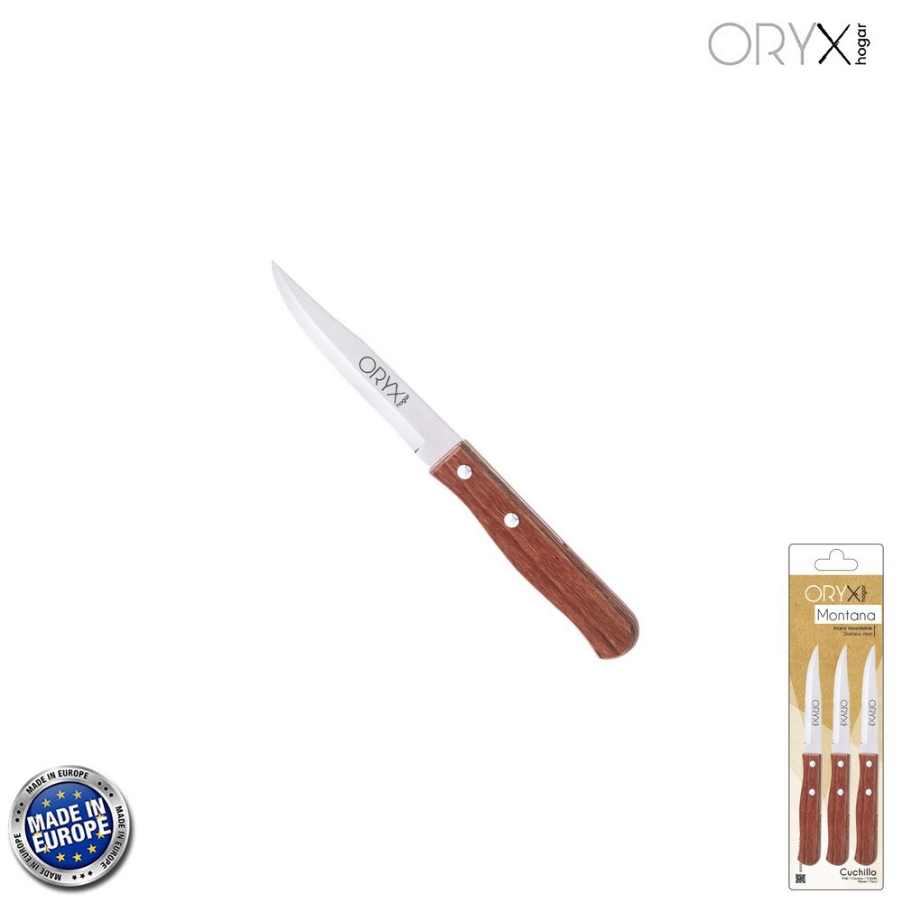 Cuchillo Montana Patatero Hoja Acero Inoxidable 9 cm, Mango madera (Blister 3 piezas) al por Mayor | Almacén de Ferretería