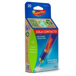Pegamento Supertite Contacto 20 CC, Cola Contacto, Pegamento Cuero, Madera Caucho, Resistente y Flexible,