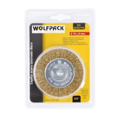 Cepillo Acero Latonado Para Taladro, Disco Ø 75 mm, Espiga 1/4" Cepillo Taladro Alambre Latón, Cepillo Limpieza, Cepillo Pulir,