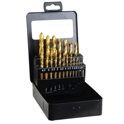 Estuche Brocas Hss Titanio 1-10 mm, 19 Piezas