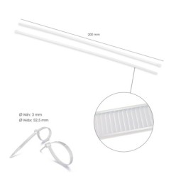 Brida Nylon 100%, Color Blanco / Natural 3,5 x 200 mm, 100 Piezas, Abrazadera Plastico, Organizador Cables, Alta Resistencia