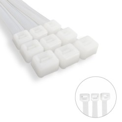 Brida Nylon 100%, Color Blanco / Natural 3,5 x 200 mm, 100 Piezas, Abrazadera Plastico, Organizador Cables, Alta Resistencia