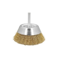 Cepillo Acero Latonado Para Taladro Taza Ø 75 mm, Espiga 1/4" Cepillo Taladro Alambre Latón, Cepillo Limpieza, Cepillo Pulir,