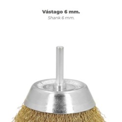 Cepillo Acero Latonado Para Taladro Taza Ø 75 mm, Espiga 1/4" Cepillo Taladro Alambre Latón, Cepillo Limpieza, Cepillo Pulir,