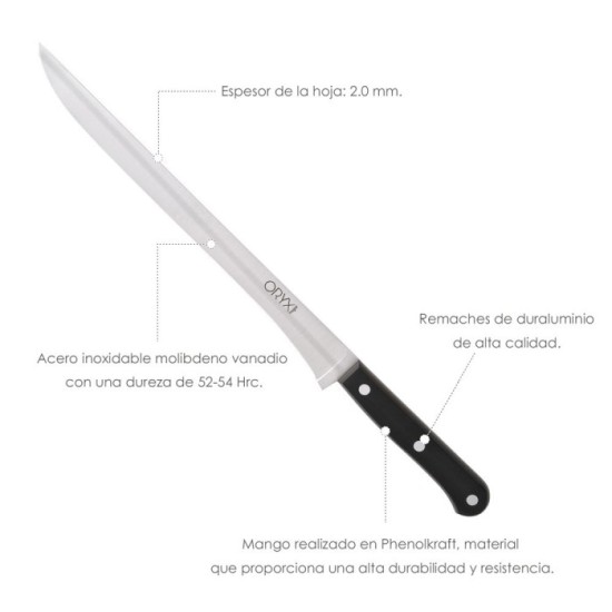 Cuchillo Grenoble Jamonero Hoja Acero Inoxidable 25 cm, Negro al por Mayor | Almacén de Ferretería