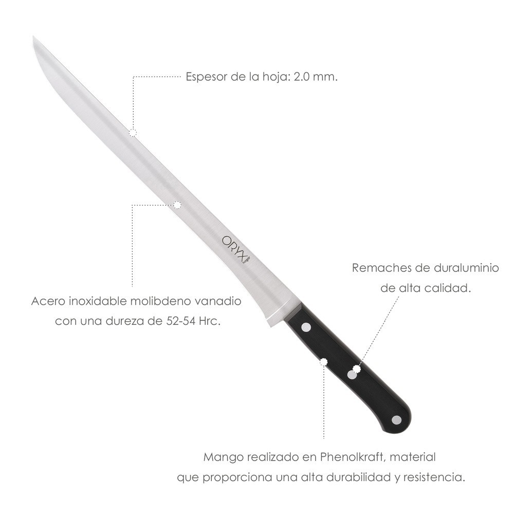 Cuchillo Grenoble Jamonero Hoja Acero Inoxidable 25 cm, Negro al por Mayor | Almacén de Ferretería