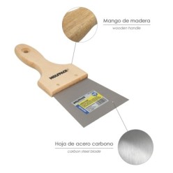 Espatula Techos Mango Madera Hoja Acero 90 x 100 mm, Espatula Yeso, Espatula Pintor, Espatula Masillas, Espatula Pladur, etc,