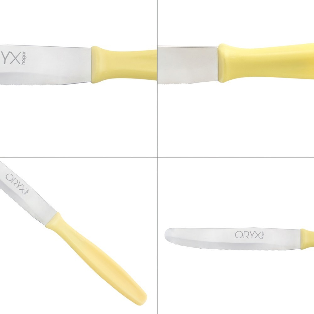 Cuchillo Mesa Etna Hoja Sierra Acero Inoxidable 10 cm, Amarillo (Blister 6 piezas) al por Mayor | Almacén de Ferretería