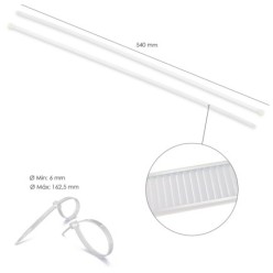 Brida Nylon 100%, Color Blanco / Natural 7,8 x 540 mm, 100 Piezas, Abrazadera Plastico, Organizador Cables, Alta Resistencia