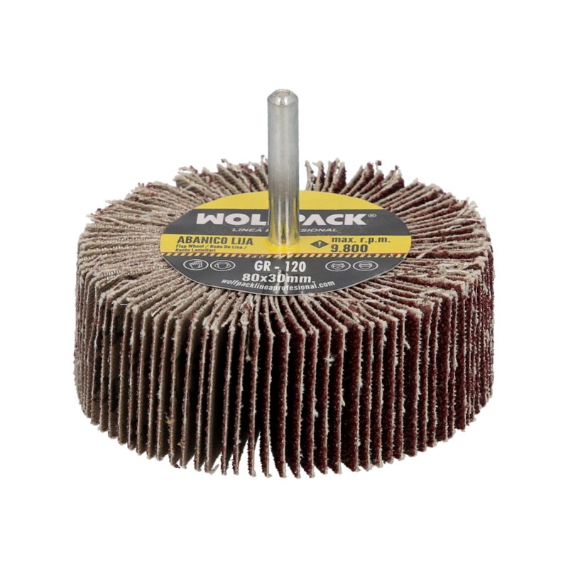 Abanico Lija Grano 120 Medida Ø 80 x 30 mm, Disco Abrasivo Laminas, Ruedas Mil Hojas, Ruedas Abrasivas,Lijado,Desbaste,Pulir