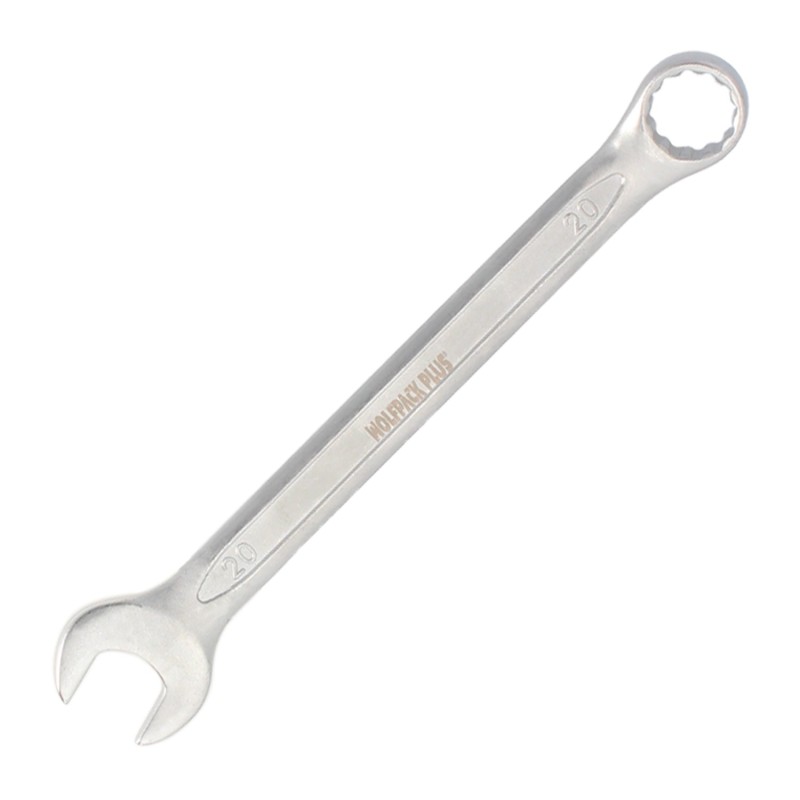 Llave Combinada Plus 20x20 Acero Cromo Vanadio DIN 3113, Llave Doble Boca, Llave Fija, Llave Estrella