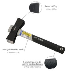 Maceta Mango Fibra Vidrio Mango Fibra Vidrio Con Empuñadura Antideslizante, 1000 Gramos 28 cm,