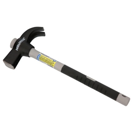 Martillo Uña Mango Fibra Vidrio Mango Fibra Vidrio Con Empuñadura Antideslizante, 600 Gramos 33 cm,