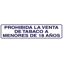 Rotulo Adhesivo 250x63 mm, Prohibida Venta Tabaco  18años