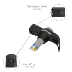 Martillo Uña Mango Fibra Vidrio Mango Fibra Vidrio Con Empuñadura Antideslizante, 600 Gramos 33 cm,