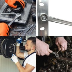 Llave Estrella Acodada Plus Acero Cromo Vanadio 30x32 DIN 838, Llave Doble Boca Acodada, Llave Fija Estrella Acodada